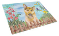 German Shepherd #2 Spring Cutting Board Tempered Glass Kitchen Cutting Surface, Heat Resistant Chopping, Non-Slip Feet, Food Prep & Serving
