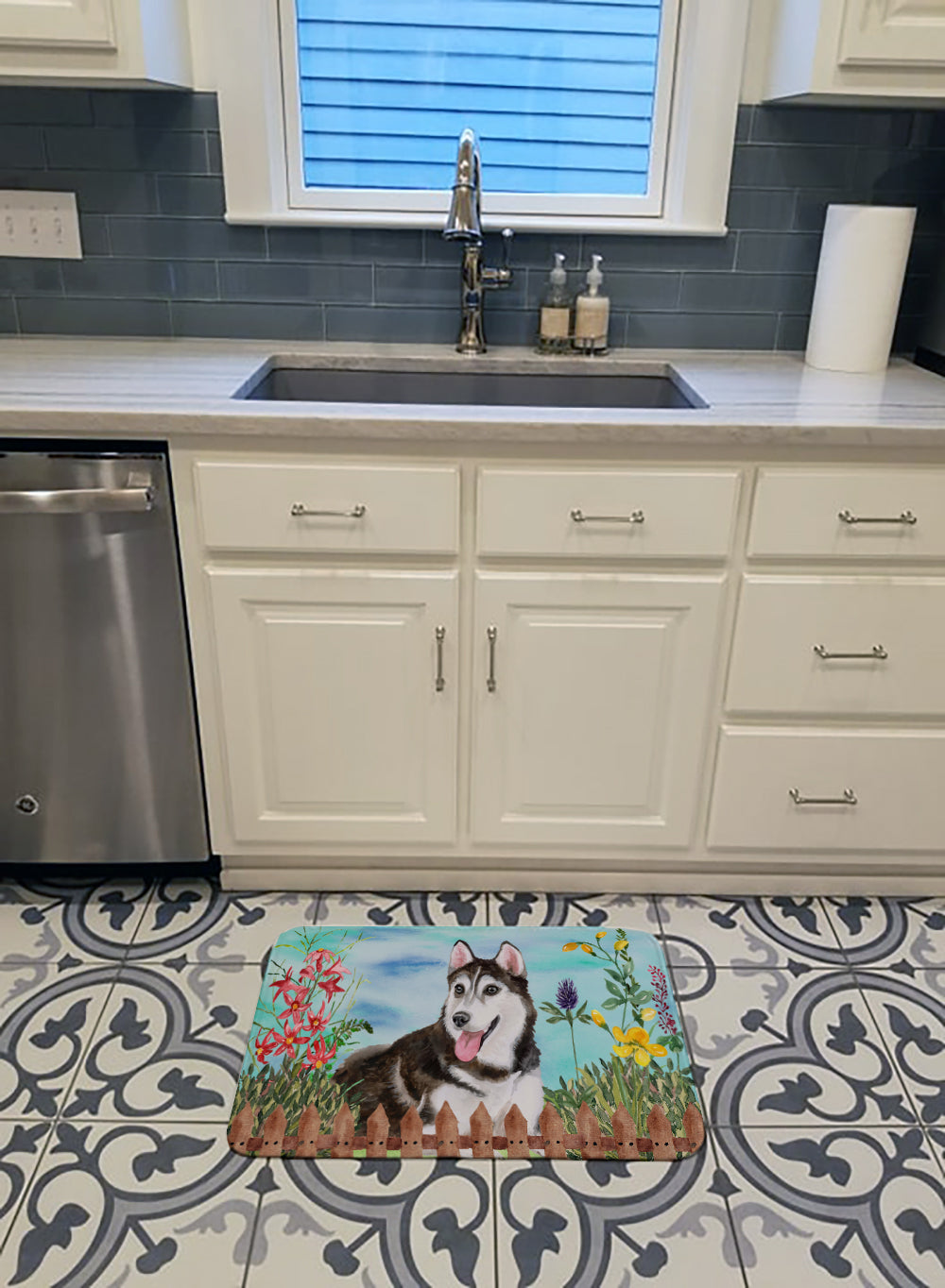 Siberian Husky #2 Spring Memory Foam Kitchen Mat Machine Washable Anti-Fatigue Cushion Comfort Bath or Kitchen Rug