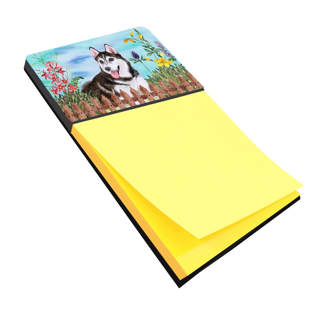 Siberian Husky #2 Spring Watercolor Sticky Note Holder Refillable Dispenser Desk Accessory 3x3 Pad Gift