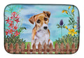 Jack Russell Terrier #2 Spring Dish Drying Mat Absorbent Dish Drying Mat Pad for Kitchen Counter Dish Drainer Mat for Countertop, 14 x 21", Multicolor