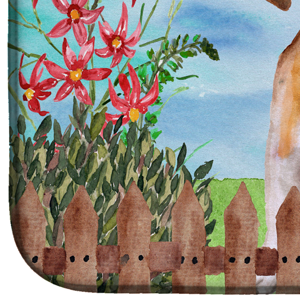 Jack Russell Terrier #2 Spring Dish Drying Mat Absorbent Dish Drying Mat Pad for Kitchen Counter Dish Drainer Mat for Countertop, 14 x 21", Multicolor