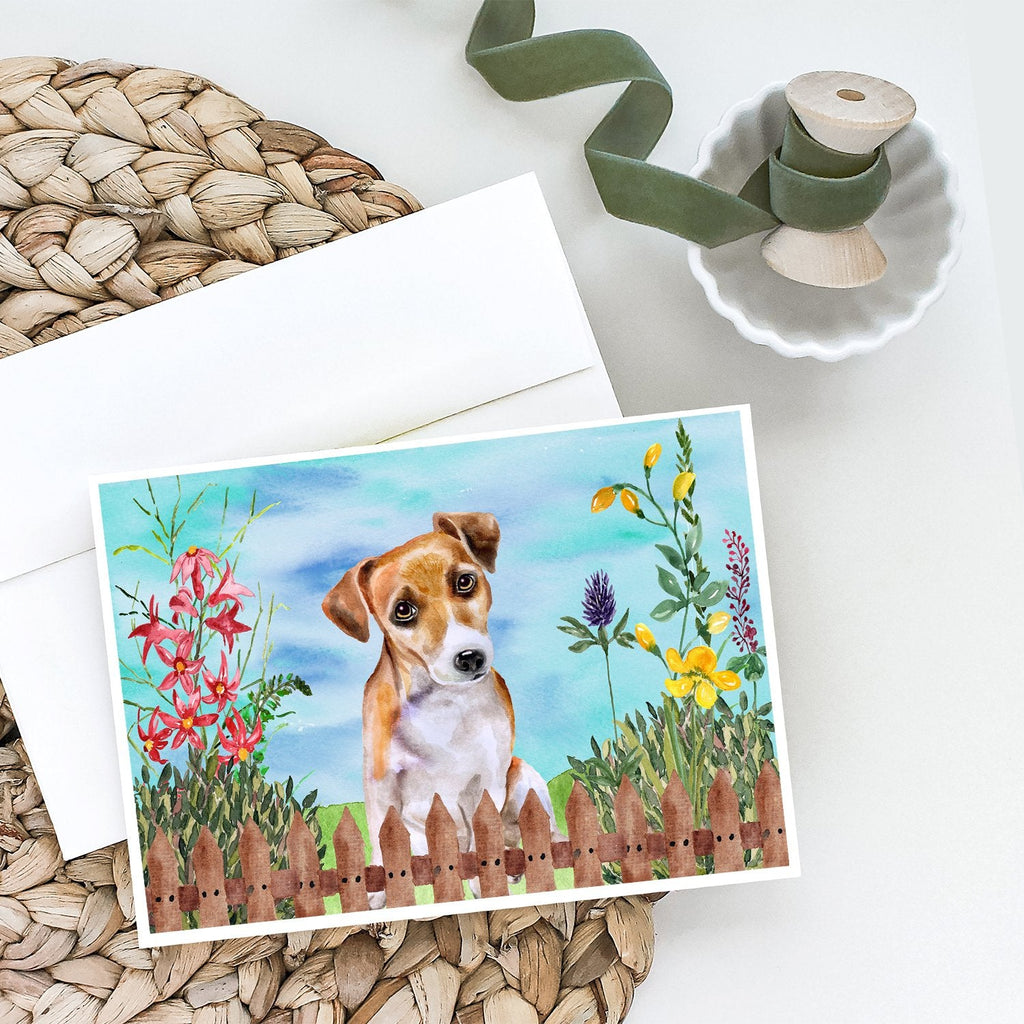 Jack Russell Terrier #2 Spring Greeting Cards Pack of 8 Blank Cards with Envelopes Whimsical A7 Size 5x7