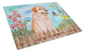 Labrador Retriever Spring Cutting Board Tempered Glass Kitchen Cutting Surface, Heat Resistant Chopping, Non-Slip Feet, Food Prep & Serving