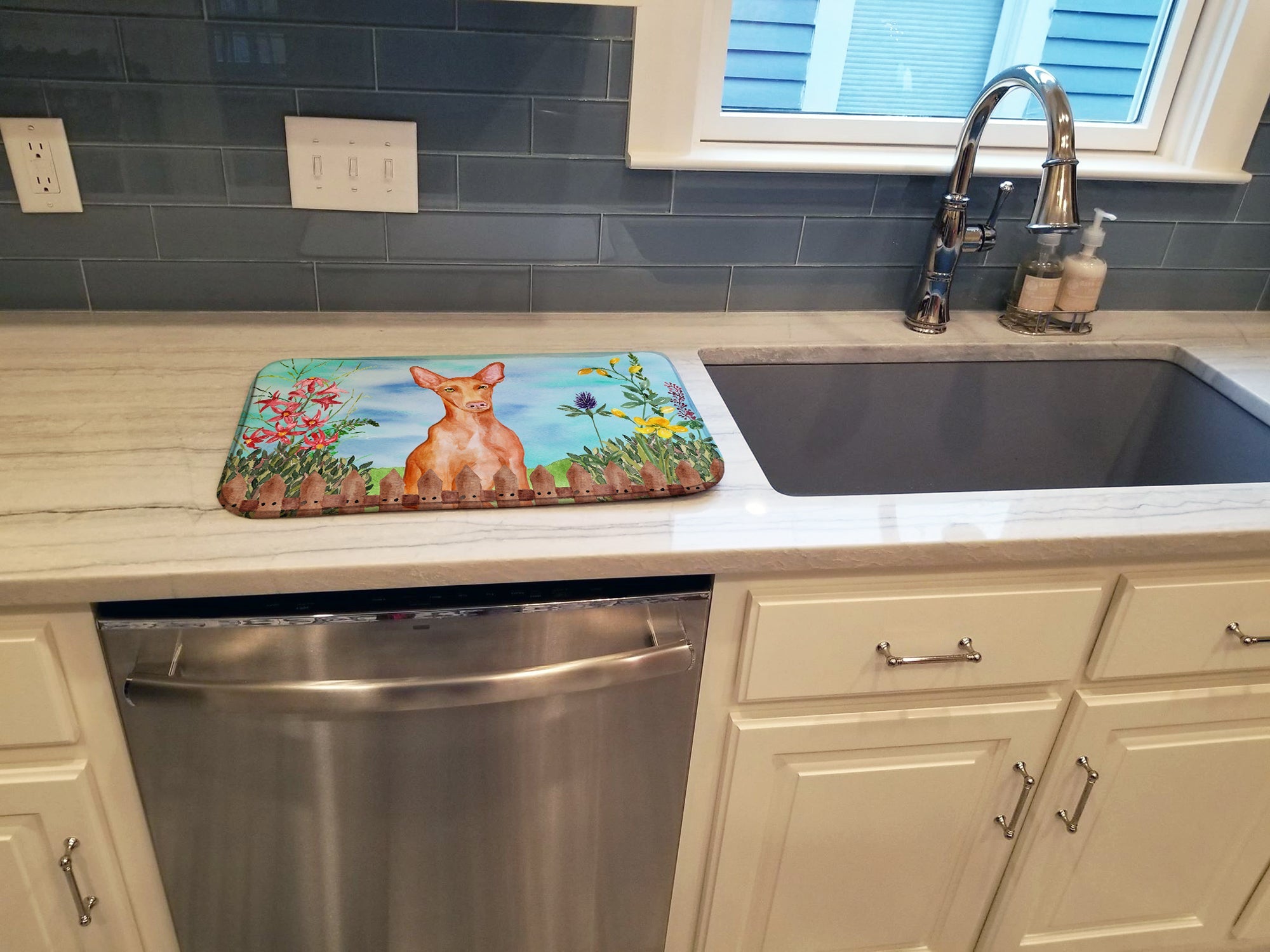 Pharaoh Hound Spring Dish Drying Mat Absorbent Dish Drying Mat Pad for Kitchen Counter Dish Drainer Mat for Countertop, 14 x 21", Multicolor