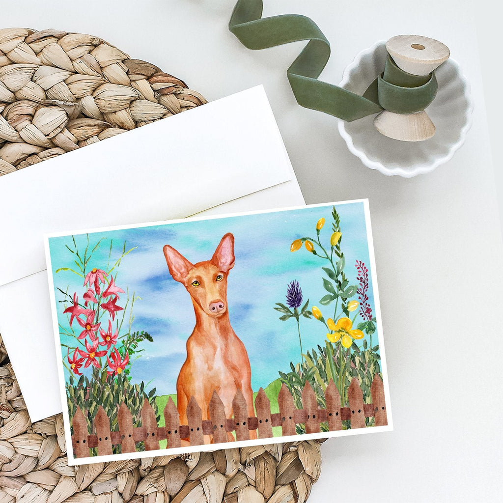 Pharaoh Hound Spring Greeting Cards Pack of 8 Blank Cards with Envelopes Whimsical A7 Size 5x7