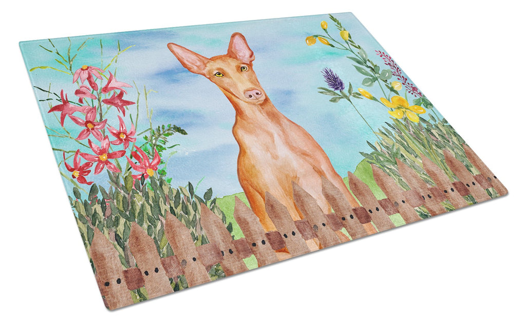 Pharaoh Hound Spring Cutting Board Tempered Glass Kitchen Cutting Surface, Heat Resistant Chopping, Non-Slip Feet, Food Prep & Serving