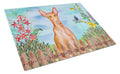 Pharaoh Hound Spring Cutting Board Tempered Glass Kitchen Cutting Surface, Heat Resistant Chopping, Non-Slip Feet, Food Prep & Serving