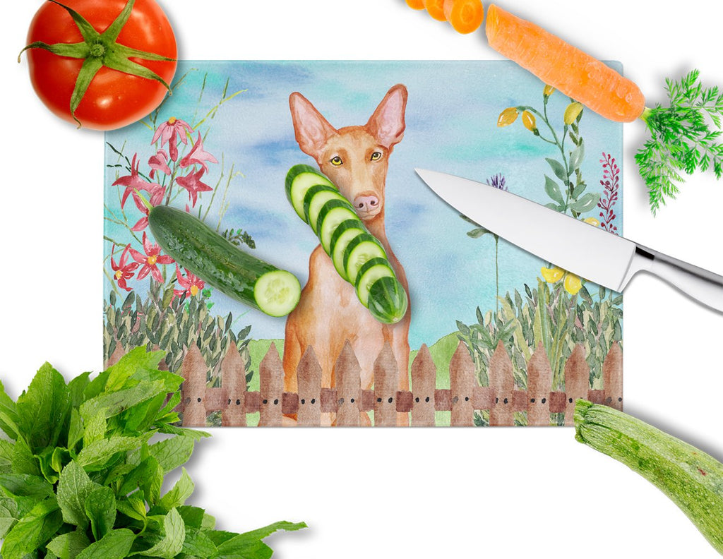 Pharaoh Hound Spring Cutting Board Tempered Glass Kitchen Cutting Surface, Heat Resistant Chopping, Non-Slip Feet, Food Prep & Serving