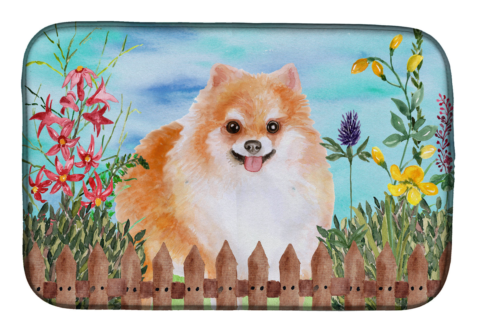Pomeranian #2 Spring Dish Drying Mat Absorbent Dish Drying Mat Pad for Kitchen Counter Dish Drainer Mat for Countertop, 14 x 21", Multicolor