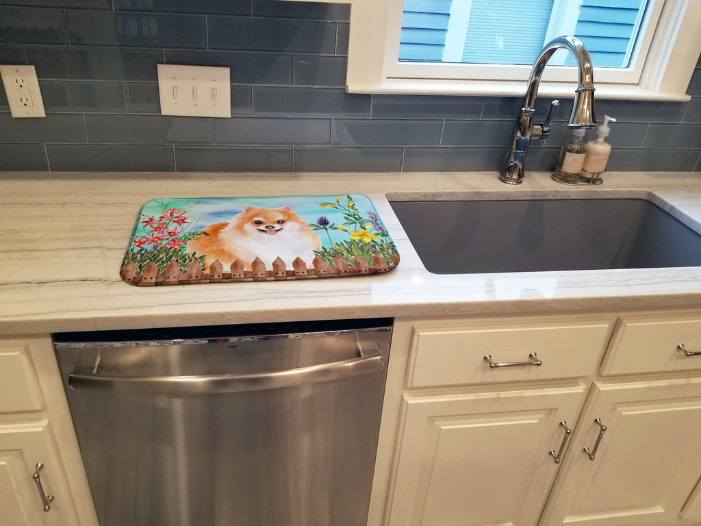 Pomeranian #2 Spring Dish Drying Mat Absorbent Dish Drying Mat Pad for Kitchen Counter Dish Drainer Mat for Countertop, 14 x 21", Multicolor