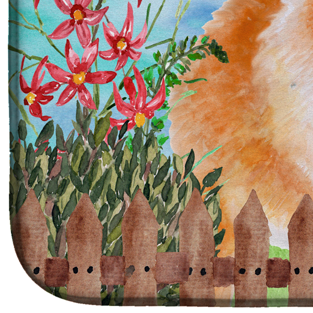 Pomeranian #2 Spring Dish Drying Mat Absorbent Dish Drying Mat Pad for Kitchen Counter Dish Drainer Mat for Countertop, 14 x 21", Multicolor
