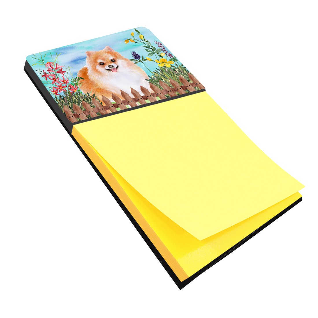 Pomeranian #2 Spring Watercolor Sticky Note Holder Refillable Dispenser Desk Accessory 3x3 Pad Gift