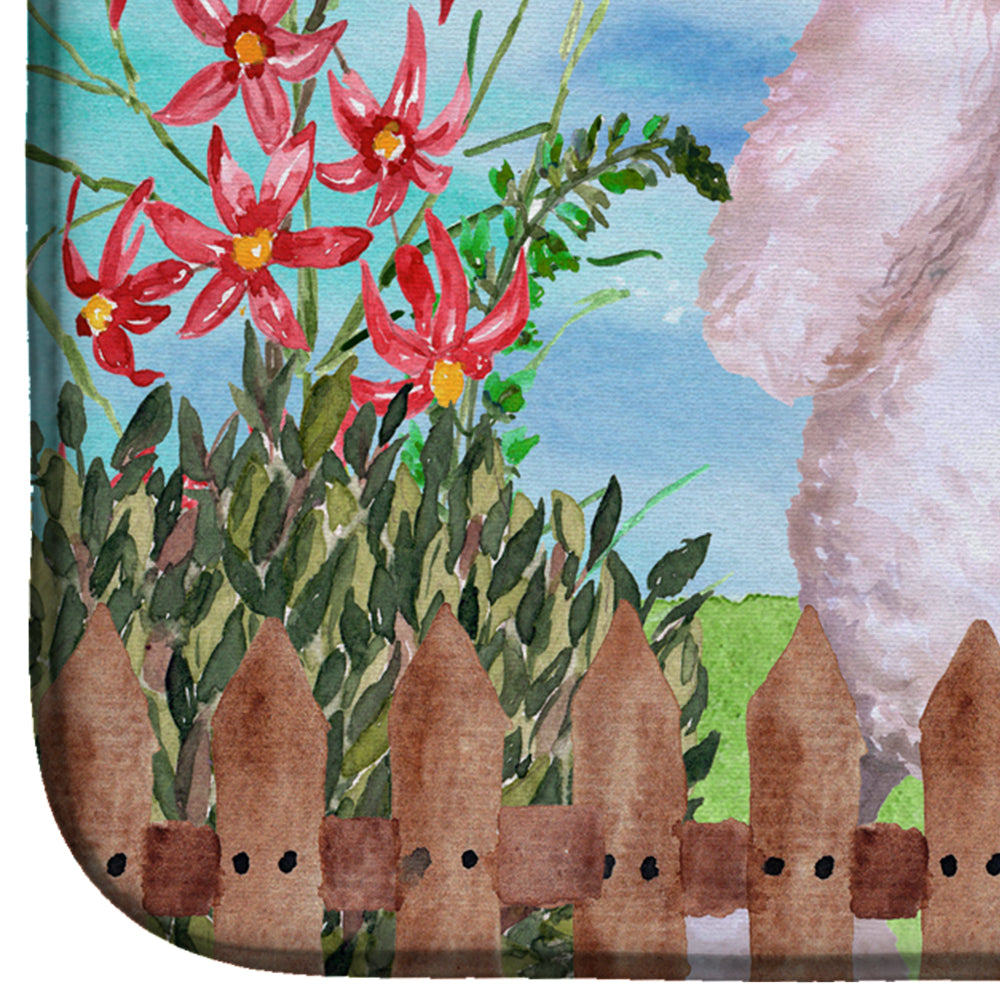 White Standard Poodle Spring Dish Drying Mat Absorbent Dish Drying Mat Pad for Kitchen Counter Dish Drainer Mat for Countertop, 14 x 21", Multicolor