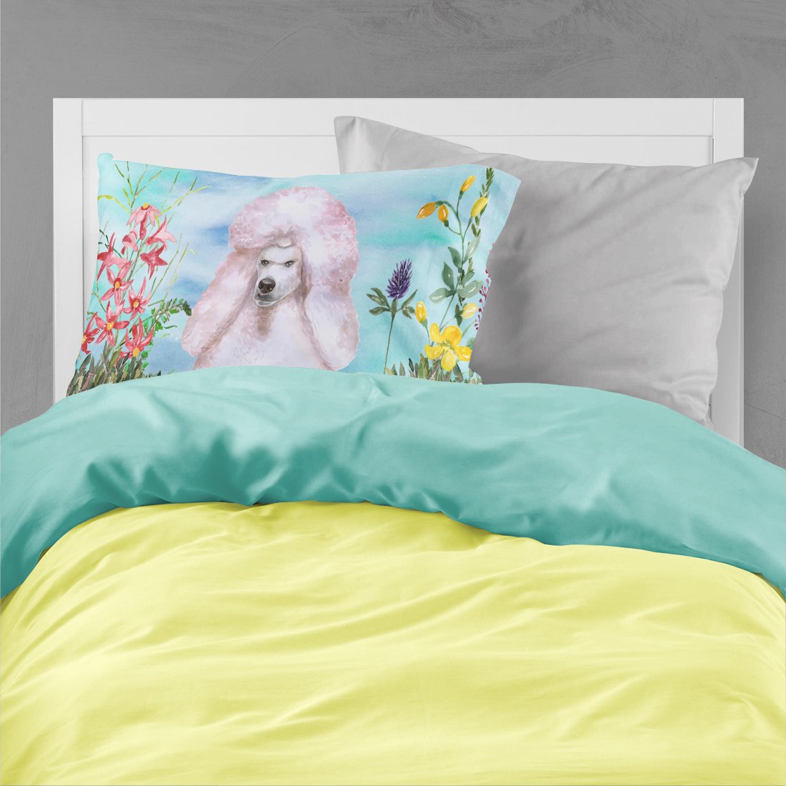 White Standard Poodle Spring Standard Pillowcase Lightweight Super Soft Easy Care Decorative Artwork Pillowcase, Standard