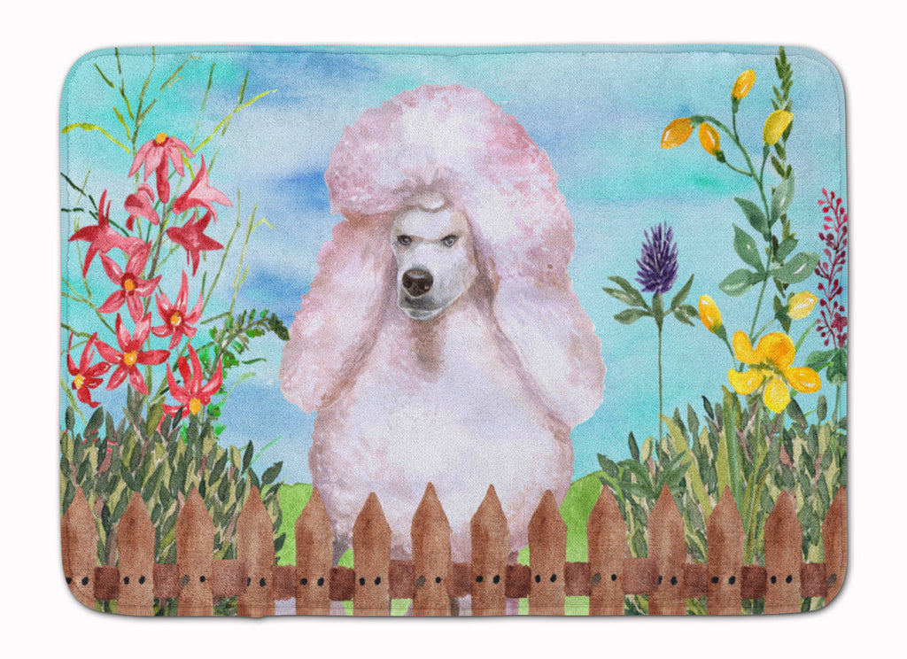 White Standard Poodle Spring Memory Foam Kitchen Mat Machine Washable Anti-Fatigue Cushion Comfort Bath or Kitchen Rug