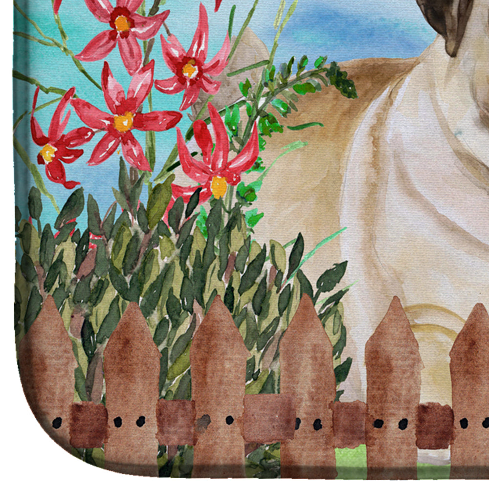 Fawn Pug Spring Dish Drying Mat Absorbent Dish Drying Mat Pad for Kitchen Counter Dish Drainer Mat for Countertop, 14 x 21", Multicolor