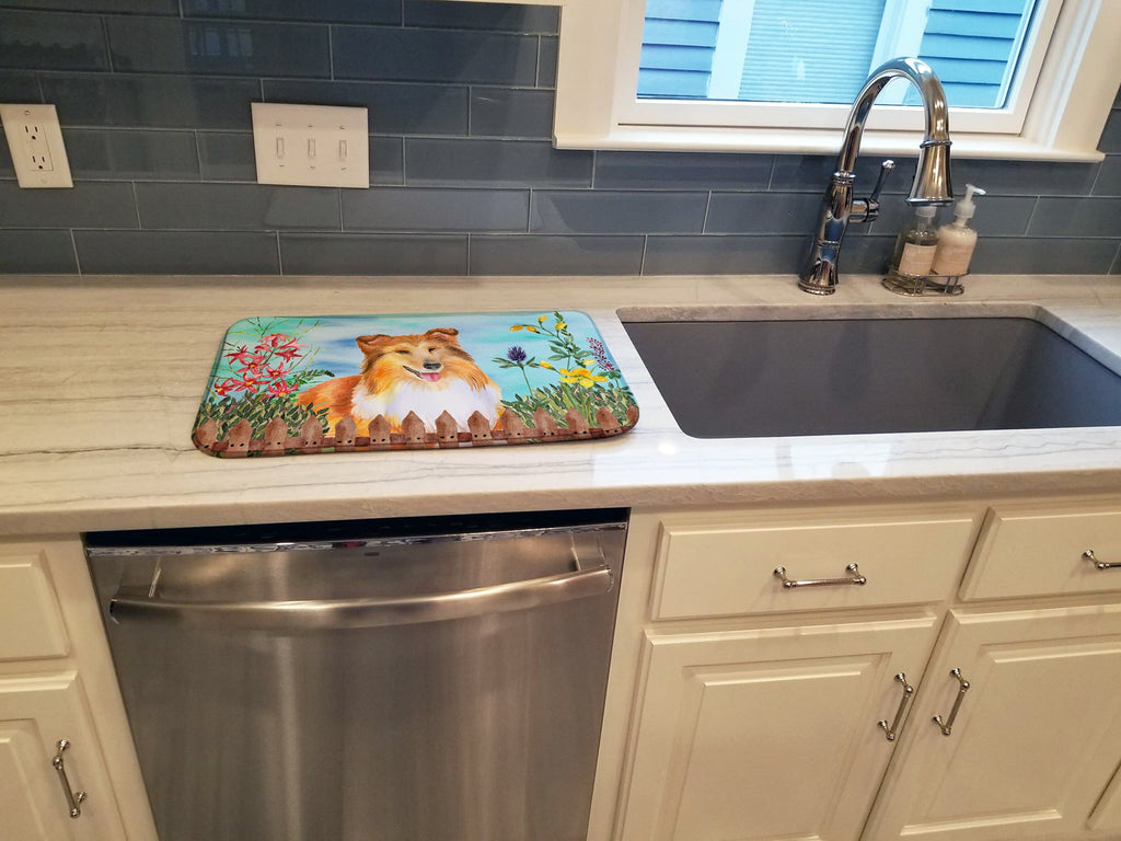 Sheltie Spring Dish Drying Mat Absorbent Dish Drying Mat Pad for Kitchen Counter Dish Drainer Mat for Countertop, 14 x 21", Multicolor