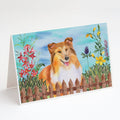 Sheltie Spring Greeting Cards Pack of 8 Blank Cards with Envelopes Whimsical A7 Size 5x7