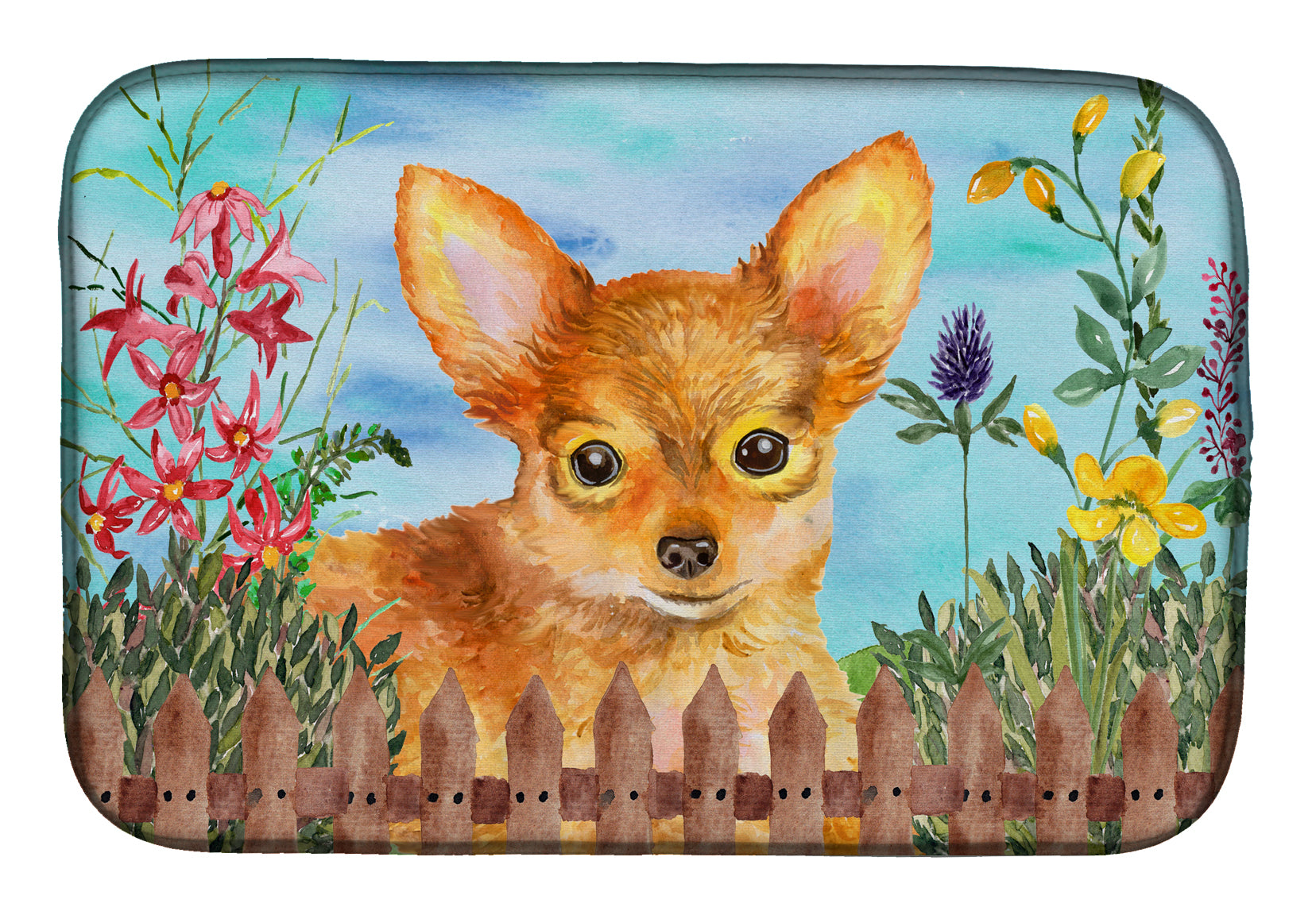 Toy Terrier Spring Dish Drying Mat Absorbent Dish Drying Mat Pad for Kitchen Counter Dish Drainer Mat for Countertop, 14 x 21", Multicolor