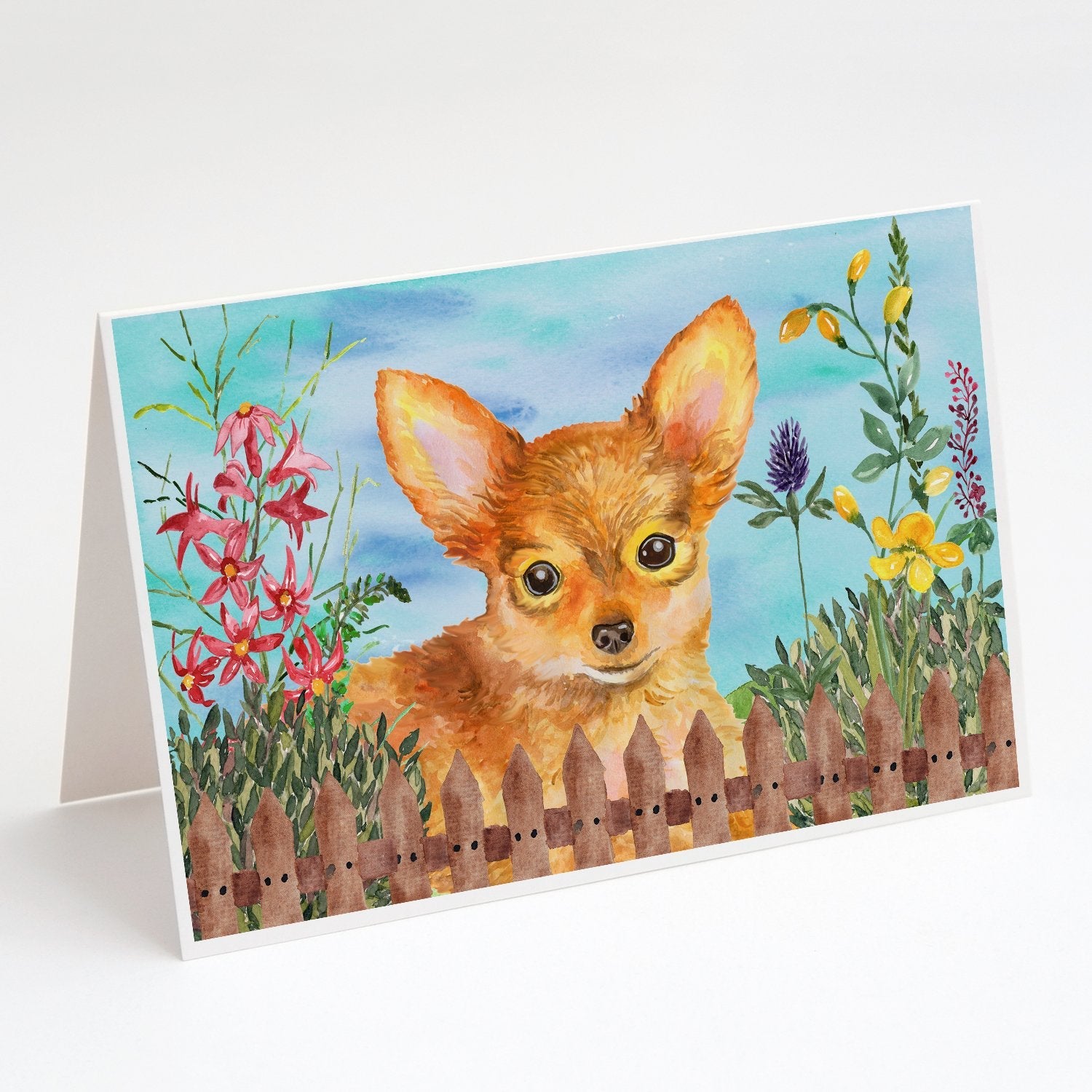 Toy Terrier Spring Greeting Cards Pack of 8 Blank Cards with Envelopes Whimsical A7 Size 5x7