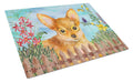 Toy Terrier Spring Cutting Board Tempered Glass Kitchen Cutting Surface, Heat Resistant Chopping, Non-Slip Feet, Food Prep & Serving