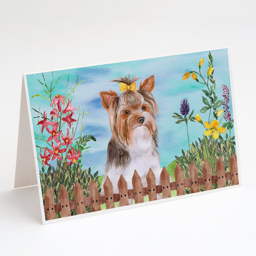 Yorkshire Terrier #2 Spring Greeting Cards Pack of 8 Blank Cards with Envelopes Whimsical A7 Size 5x7