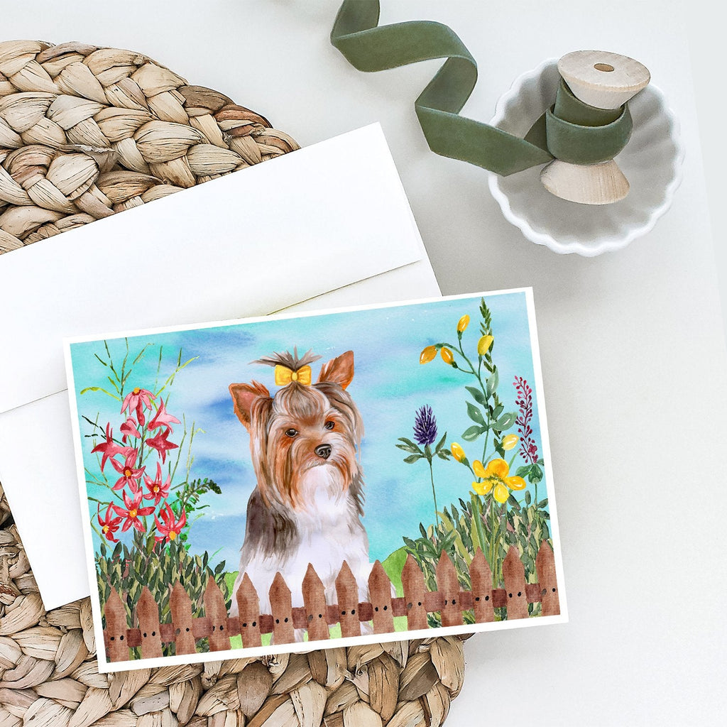 Yorkshire Terrier #2 Spring Greeting Cards Pack of 8 Blank Cards with Envelopes Whimsical A7 Size 5x7