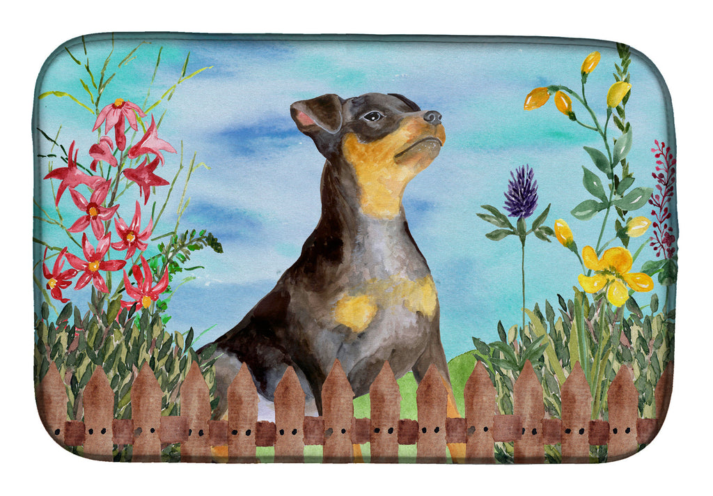 Miniature Pinscher #2 Spring Dish Drying Mat Absorbent Dish Drying Mat Pad for Kitchen Counter Dish Drainer Mat for Countertop, 14 x 21", Multicolor