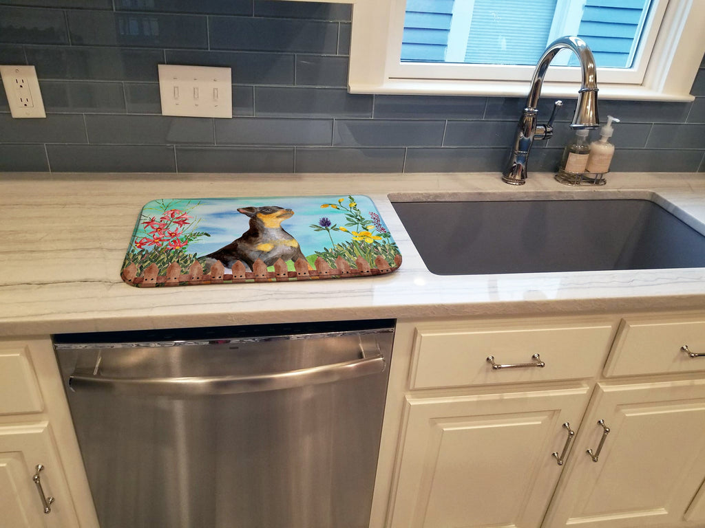 Miniature Pinscher #2 Spring Dish Drying Mat Absorbent Dish Drying Mat Pad for Kitchen Counter Dish Drainer Mat for Countertop, 14 x 21", Multicolor