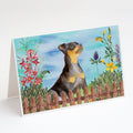 Miniature Pinscher #2 Spring Greeting Cards Pack of 8 Blank Cards with Envelopes Whimsical A7 Size 5x7