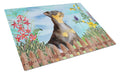 Miniature Pinscher #2 Spring Cutting Board Tempered Glass Kitchen Cutting Surface, Heat Resistant Chopping, Non-Slip Feet, Food Prep & Serving