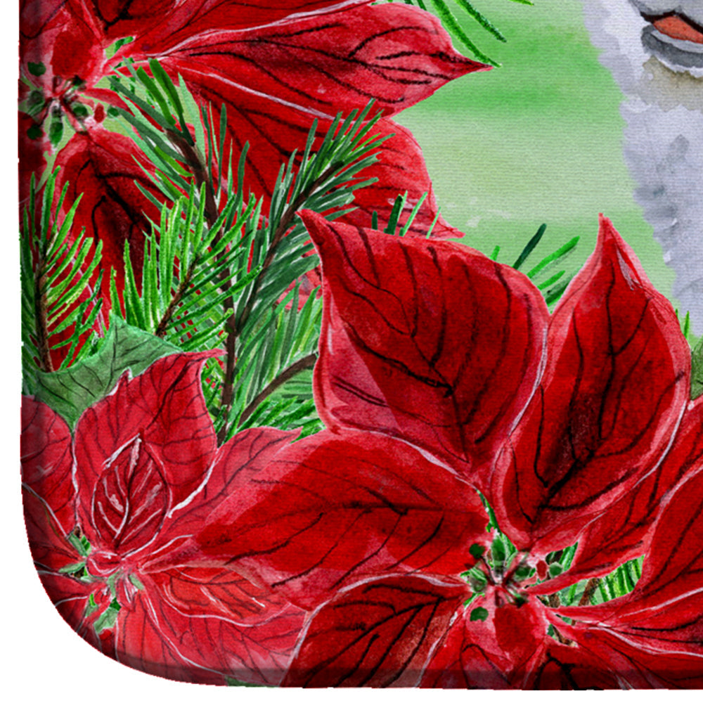 Alaskan Malamute Poinsettas Dish Drying Mat Absorbent Dish Drying Mat Pad for Kitchen Counter Dish Drainer Mat for Countertop, 14 x 21", Multicolor