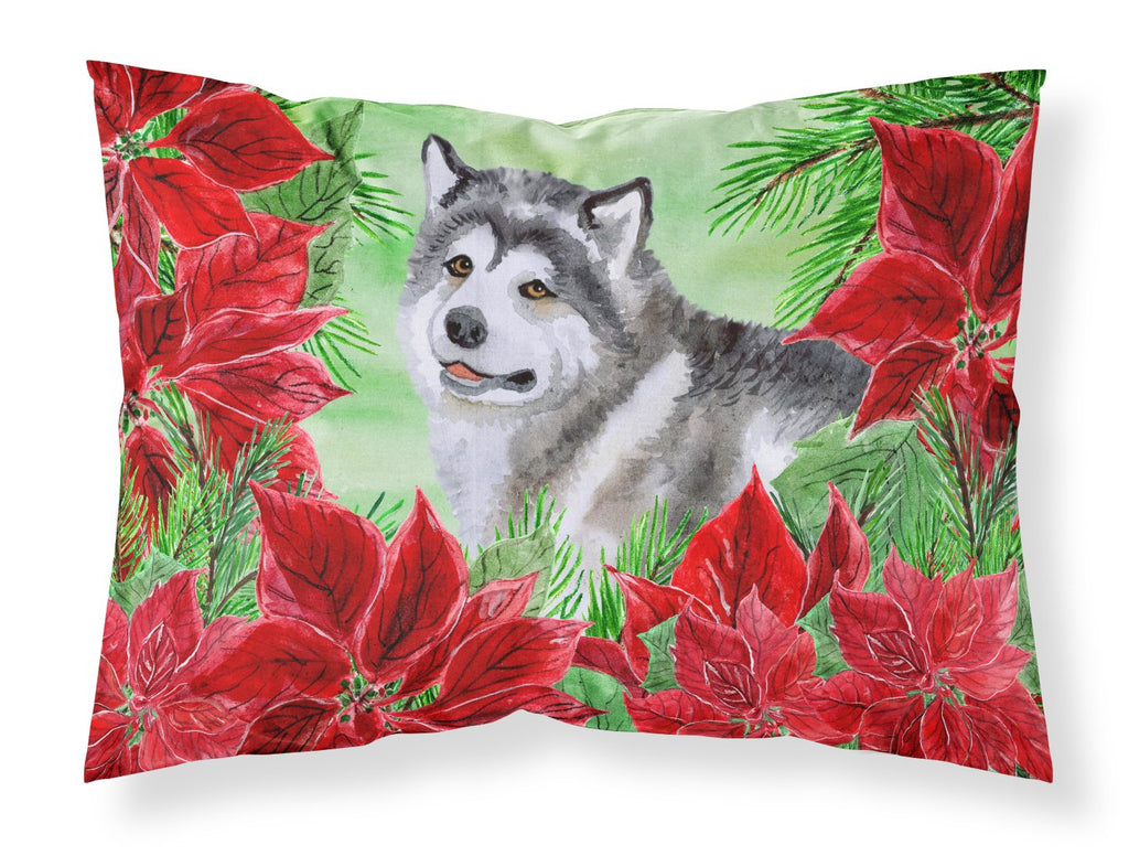 Alaskan Malamute Poinsettas Standard Pillowcase Lightweight Super Soft Easy Care Decorative Artwork Pillowcase, Standard