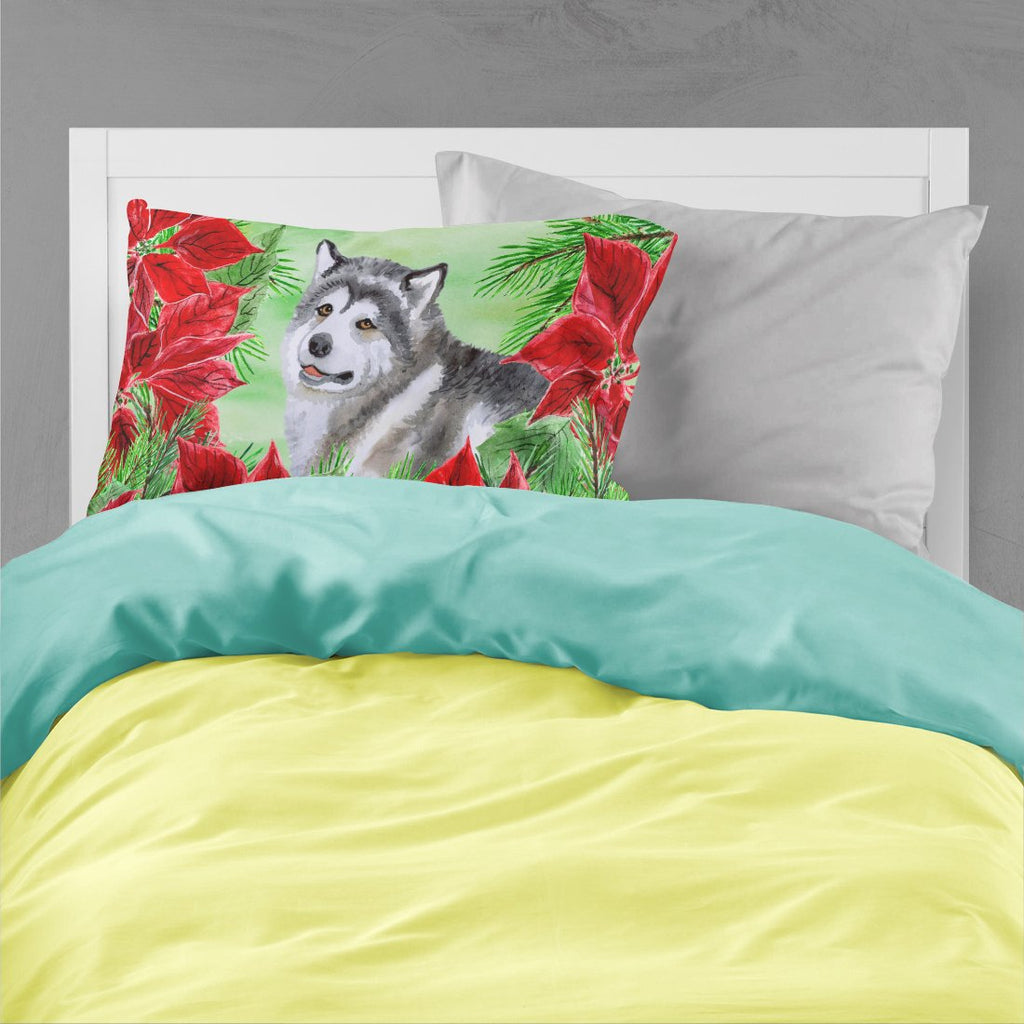 Alaskan Malamute Poinsettas Standard Pillowcase Lightweight Super Soft Easy Care Decorative Artwork Pillowcase, Standard