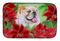 English Bulldog Poinsettas Dish Drying Mat Absorbent Dish Drying Mat Pad for Kitchen Counter Dish Drainer Mat for Countertop, 14 x 21", Multicolor