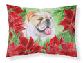 English Bulldog Poinsettas Standard Pillowcase Lightweight Super Soft Easy Care Decorative Artwork Pillowcase, Standard