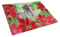 German Shorthaired Pointer Poinsettas Cutting Board Tempered Glass Kitchen Cutting Surface, Heat Resistant Chopping, Non-Slip Feet, Food Prep & Serving