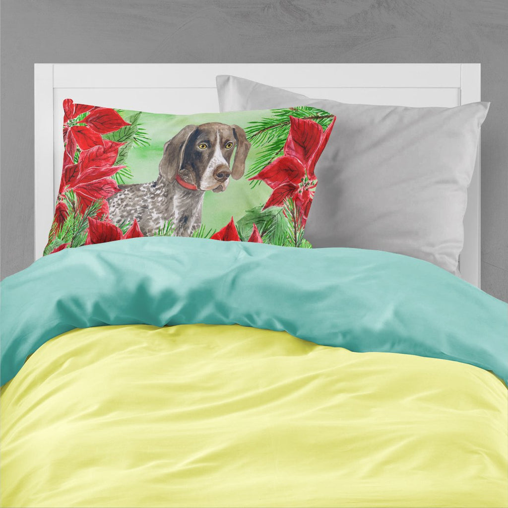 German Shorthaired Pointer Poinsettas Standard Pillowcase Lightweight Super Soft Easy Care Decorative Artwork Pillowcase, Standard