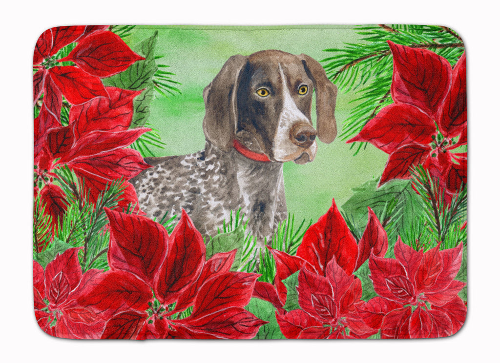 German Shorthaired Pointer Poinsettas Memory Foam Kitchen Mat Machine Washable Anti-Fatigue Cushion Comfort Bath or Kitchen Rug