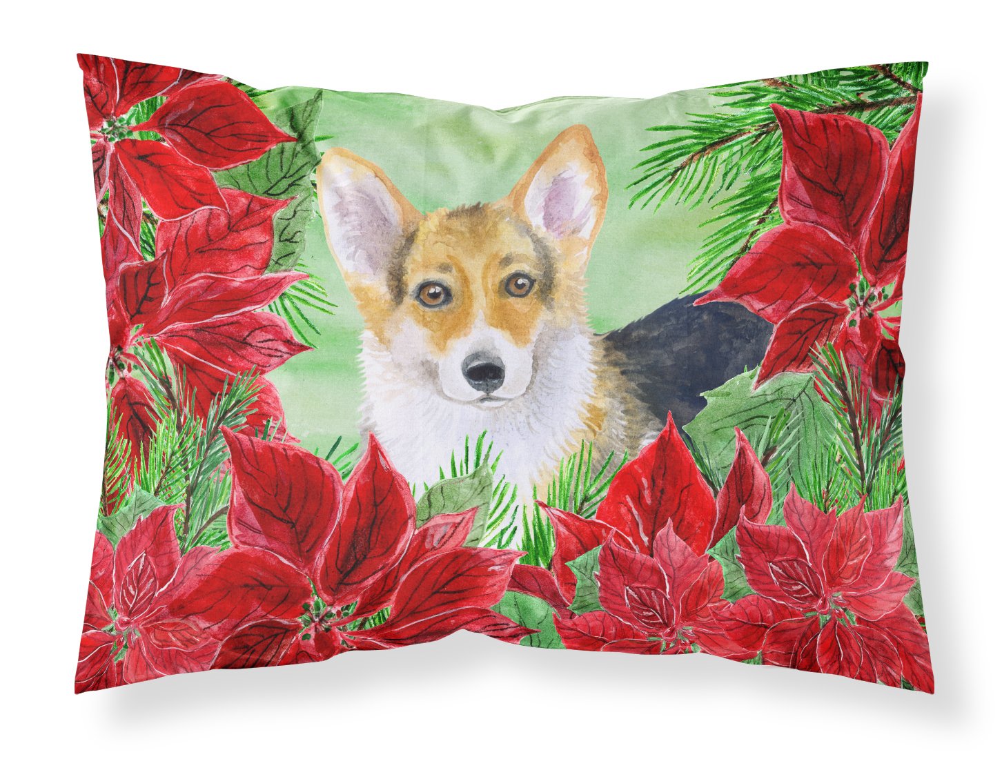 Pembroke Corgi Poinsettas Standard Pillowcase Lightweight Super Soft Easy Care Decorative Artwork Pillowcase, Standard