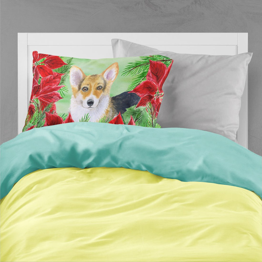 Pembroke Corgi Poinsettas Standard Pillowcase Lightweight Super Soft Easy Care Decorative Artwork Pillowcase, Standard
