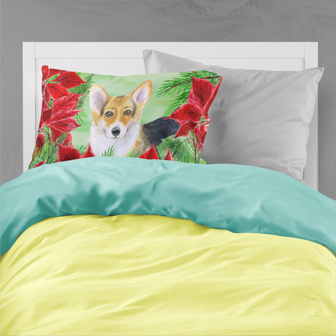 Pembroke Corgi Poinsettas Standard Pillowcase Lightweight Super Soft Easy Care Decorative Artwork Pillowcase, Standard