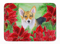 Pembroke Corgi Poinsettas Memory Foam Kitchen Mat Machine Washable Anti-Fatigue Cushion Comfort Bath or Kitchen Rug