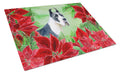 Harlequin Great Dane Poinsettas Cutting Board Tempered Glass Kitchen Cutting Surface, Heat Resistant Chopping, Non-Slip Feet, Food Prep & Serving