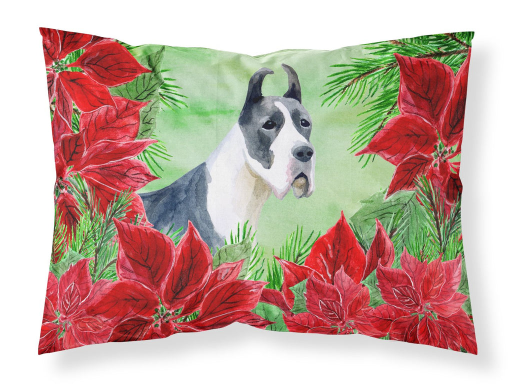 Harlequin Great Dane Poinsettas Standard Pillowcase Lightweight Super Soft Easy Care Decorative Artwork Pillowcase, Standard
