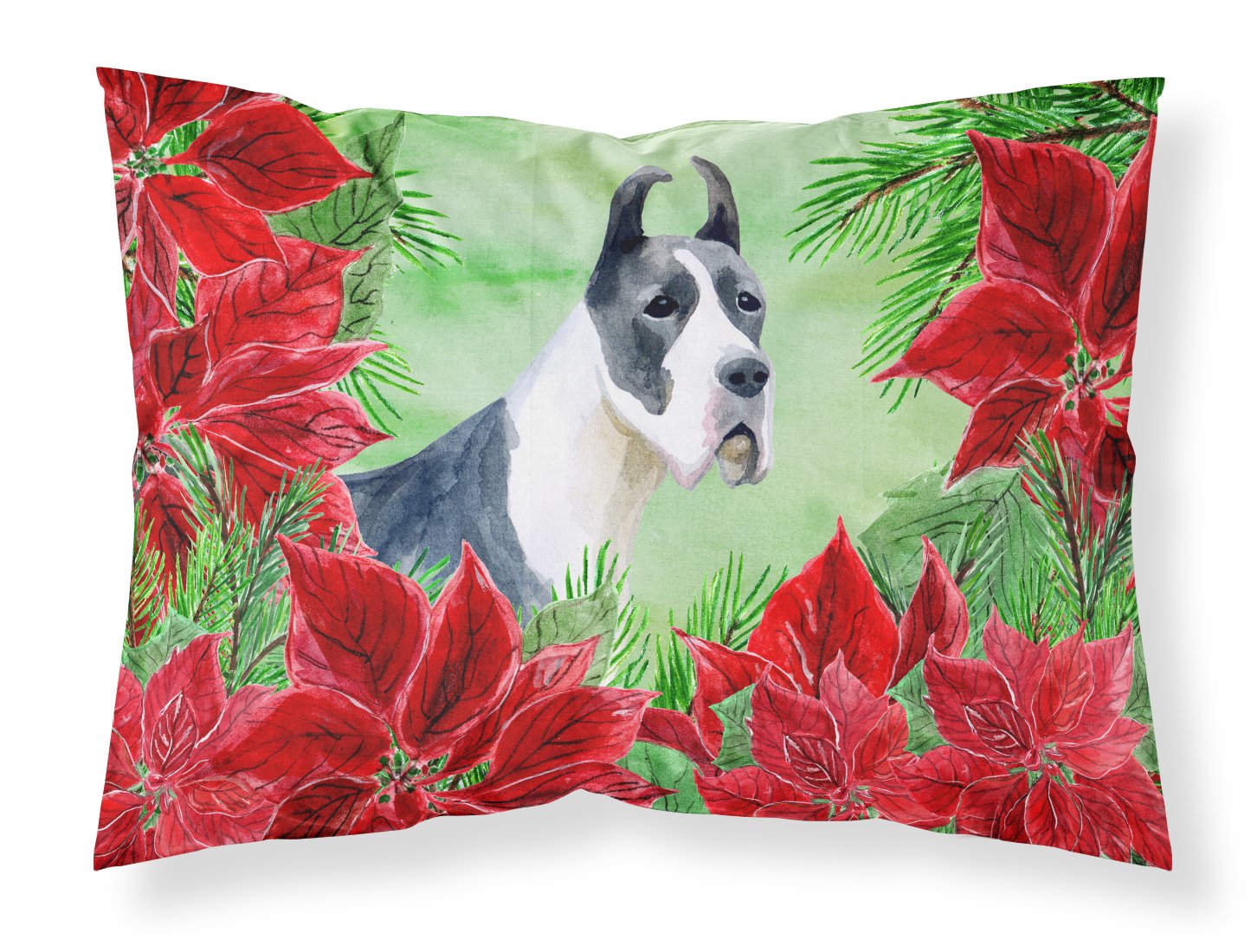 Harlequin Great Dane Poinsettas Standard Pillowcase Lightweight Super Soft Easy Care Decorative Artwork Pillowcase, Standard