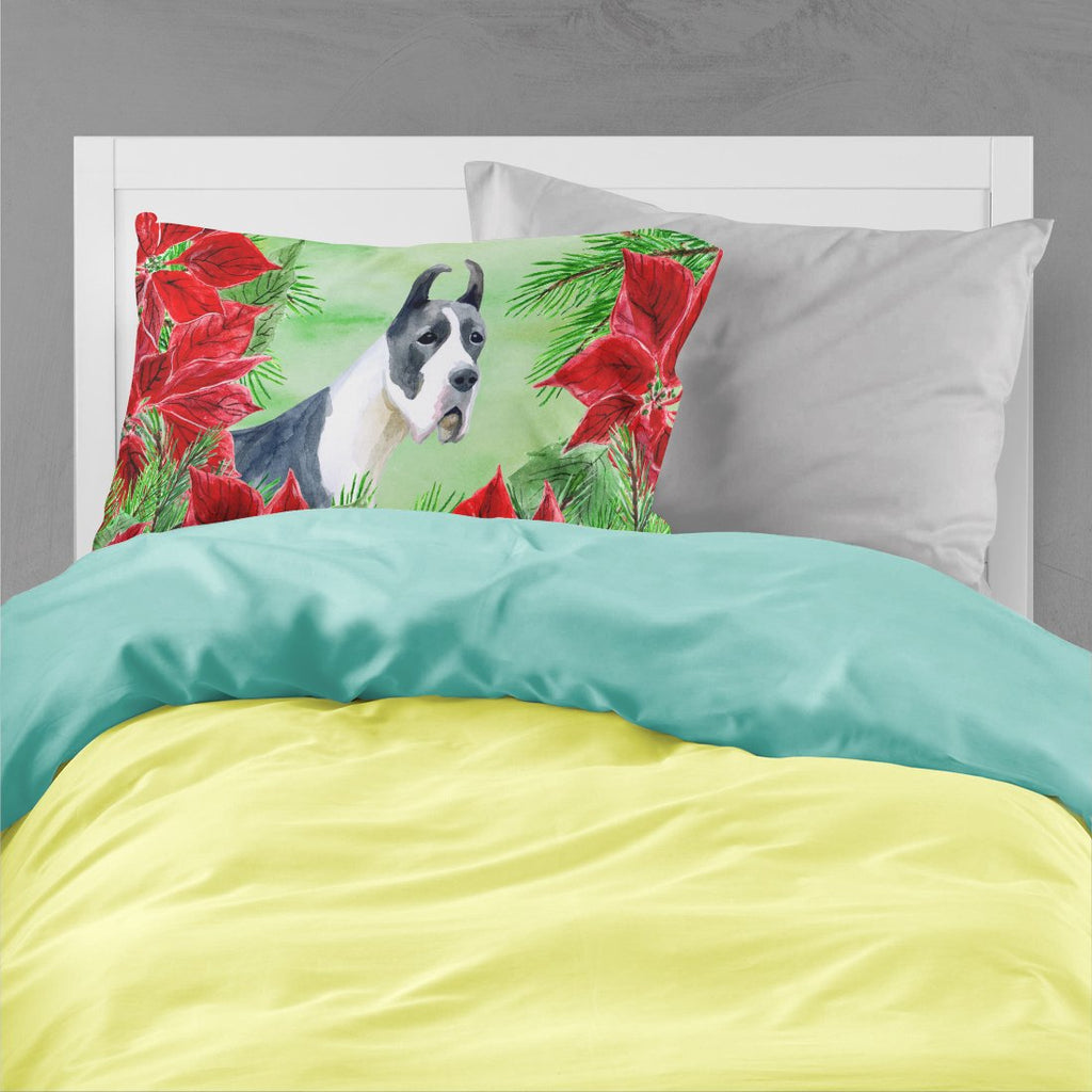 Harlequin Great Dane Poinsettas Standard Pillowcase Lightweight Super Soft Easy Care Decorative Artwork Pillowcase, Standard