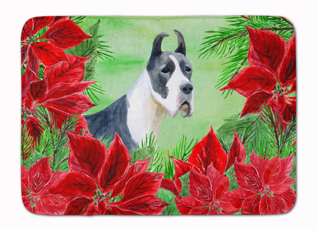 Harlequin Great Dane Poinsettas Memory Foam Kitchen Mat Machine Washable Anti-Fatigue Cushion Comfort Bath or Kitchen Rug