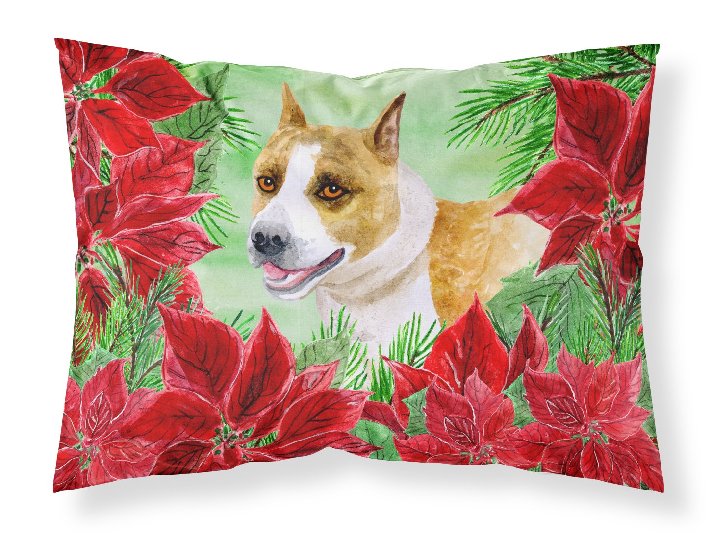 American Staffordshire Poinsettas Standard Pillowcase Lightweight Super Soft Easy Care Decorative Artwork Pillowcase, Standard