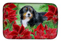 Bernese Mountain Dog Poinsettas Dish Drying Mat Absorbent Dish Drying Mat Pad for Kitchen Counter Dish Drainer Mat for Countertop, 14 x 21", Multicolor